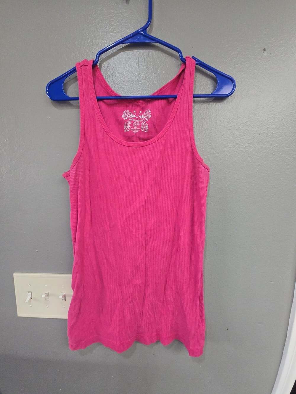 No Boundaries Ribbed Tank Top Size XL/XG (15/17) Hot Pink Cotton
